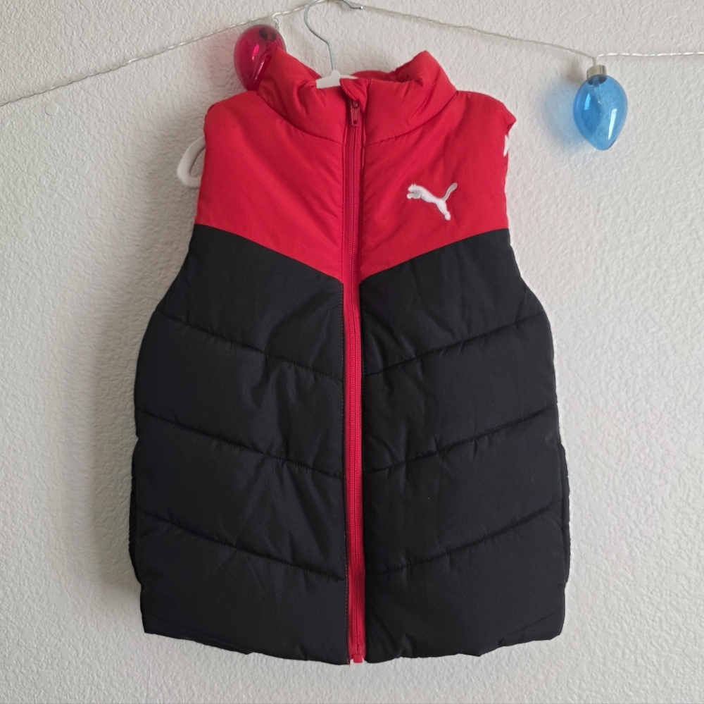 Puma Kids Puffer Vest Red Black XS 5/6 NWT